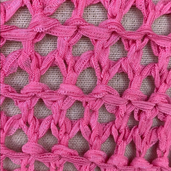 O&O Pink Open Net Long Bell Sleeve Front Pocket Tunic Top NWT - Picture 10 of 13